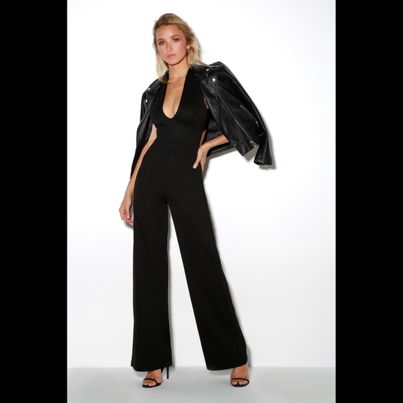 Lulus Pants - 🆕Lulu’s Thinking‎ Out Loud Black Backless Jumpsuit